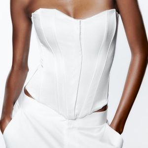 Zara White Satin Corset Top